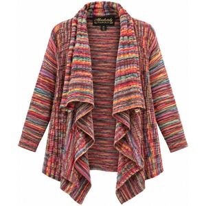 Absolutely Famous Multi Color Space Dye Waterfall Cardigan Womens 3X Boho Knit